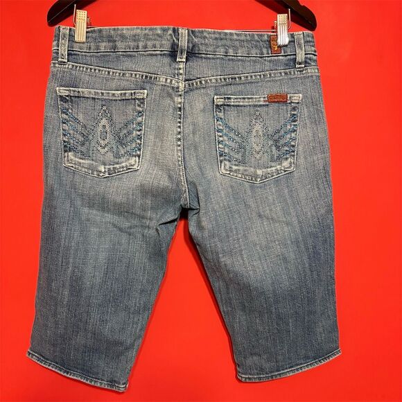 7 For All Mankind Women's Light Wash Denim Capri Jeans Size 30 Blue - Picture 3 of 10